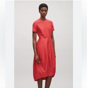 COS Coral Cotton & Silk Cocoon Dress